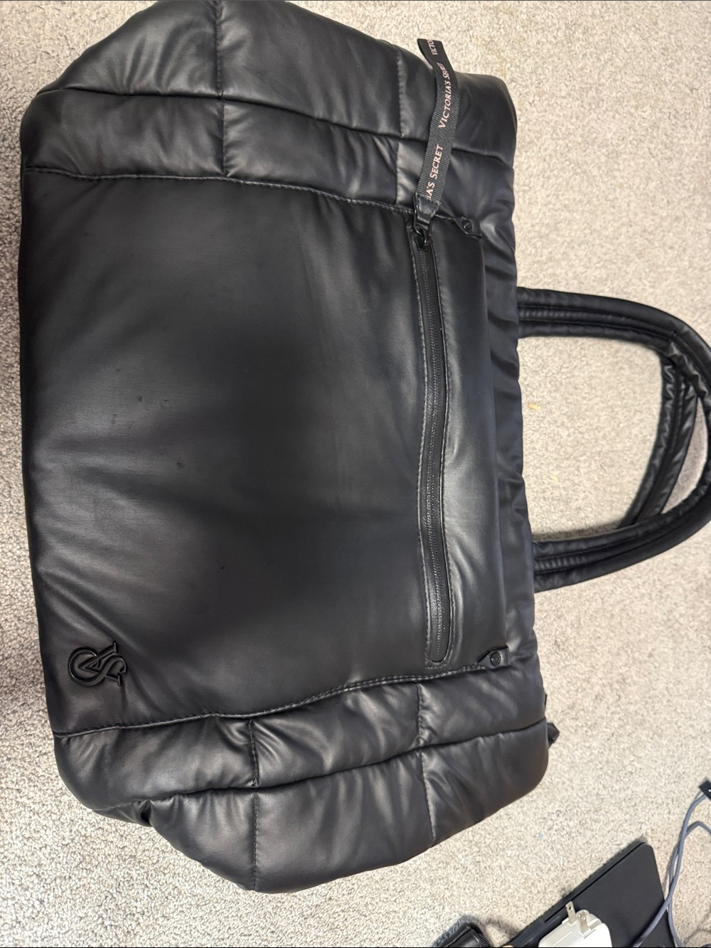 Victoria's Secret Black Quilted Shoulder Tote